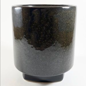 Speckled dark brown ceramic planter pot